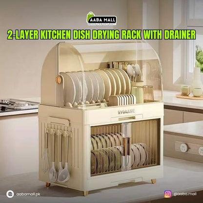 2-Layer_Kitchen_Dish_Drying_Rack_with_Drainer__Plastic_Dish__Bowl_Storage_Rack_with_Lid