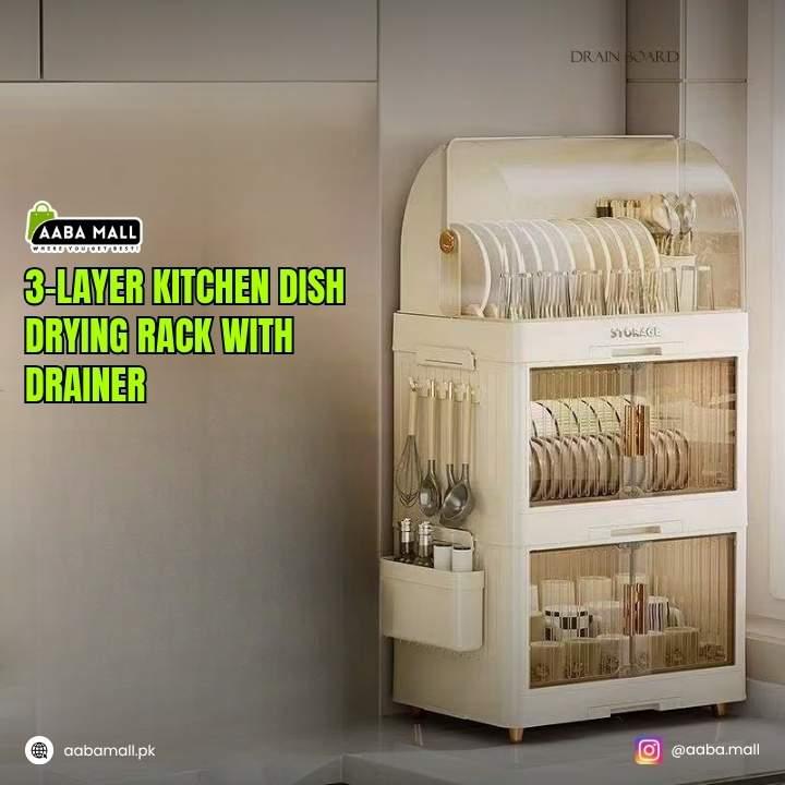2-Layer_Kitchen_Dish_Drying_Rack_with_Drainer__Plastic_Dish__Bowl_Storage_Rack_with_Lid