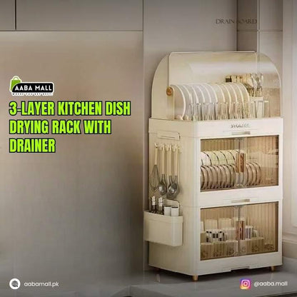 2-Layer_Kitchen_Dish_Drying_Rack_with_Drainer__Plastic_Dish__Bowl_Storage_Rack_with_Lid