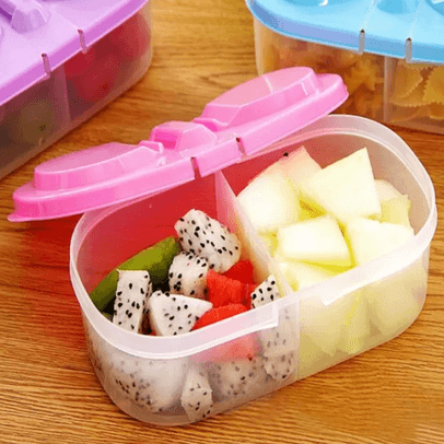 2 compartment food storage box for kitchen fridge snacks fruits and dry food
