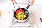 2 in 1 Clever Tongs Non Stick Heat Resistant Kitchen Spatula with Stainless Steel Frame and Heat Resistant Silicone Tong. - AABA MALL