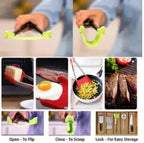 2 in 1 Clever Tongs Non Stick Heat Resistant Kitchen Spatula with Stainless Steel Frame and Heat Resistant Silicone Tong. - AABA MALL