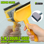 Dual function squeegee and sponge scrubber for windows