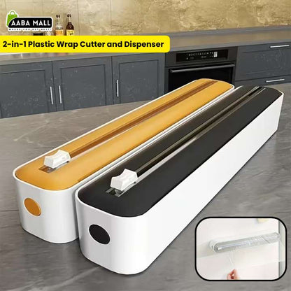 2 in 1 Cling Film Dispenser & Cutter | Food Wrap Holder with Slide Cutter | Easy Foil Dispenser for Kitchen & Home Use