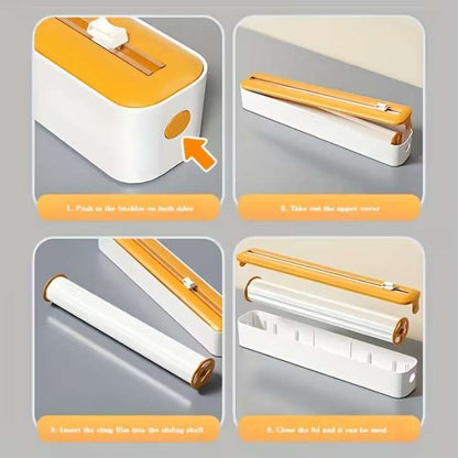 2 in 1 Cling Film Dispenser & Cutter | Food Wrap Holder with Slide Cutter | Easy Foil Dispenser for Kitchen & Home Use