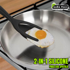 2-in-1 Silicone Fried Egg Spatula ? Non-Stick Egg Turner Clip for Flipping Eggs, Steak, Pancakes & More - AABA MALL