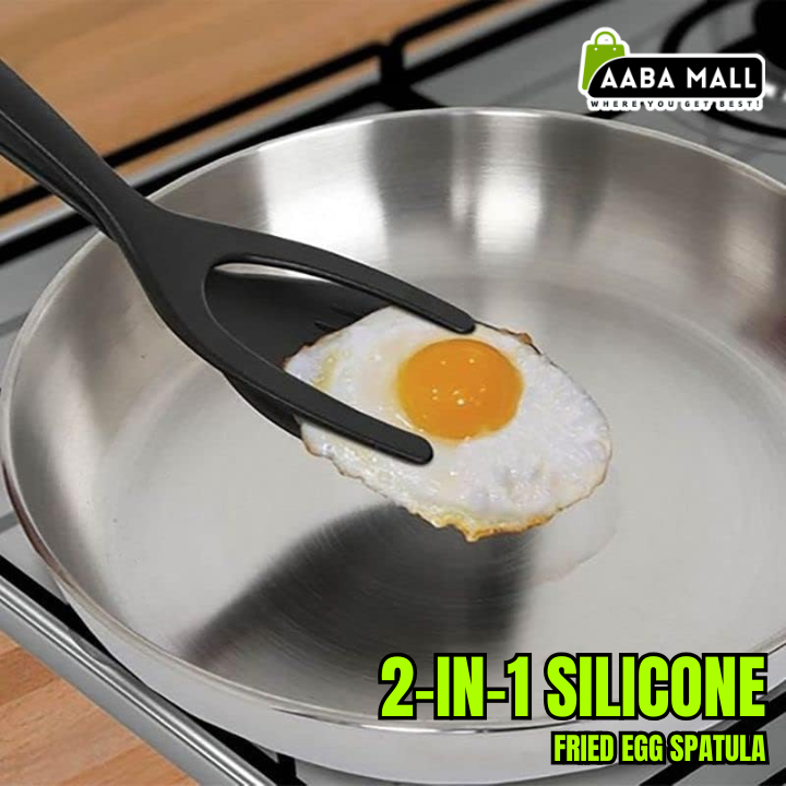 2-in-1 Silicone Fried Egg Spatula ? Non-Stick Egg Turner Clip for Flipping Eggs, Steak, Pancakes & More - AABA MALL