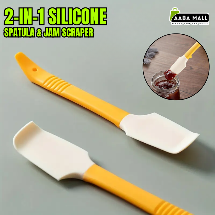 2-in-1 Silicone Spatula & Jam Scraper – High Heat Resistant, Easy to Clean Kitchen Tool - AABA MALL
