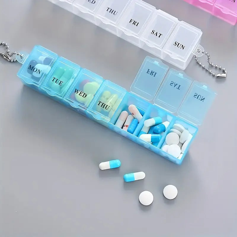 1pc Weekly Pill Case Organizer – 7 Days Medicine Storage Box with Split Compartments, Portable Tablet Holder & Pill Splitter