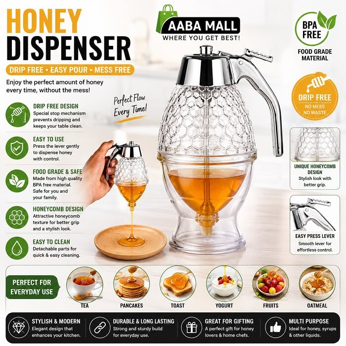 200ml-acrylic-honey-dispenser-with-stand