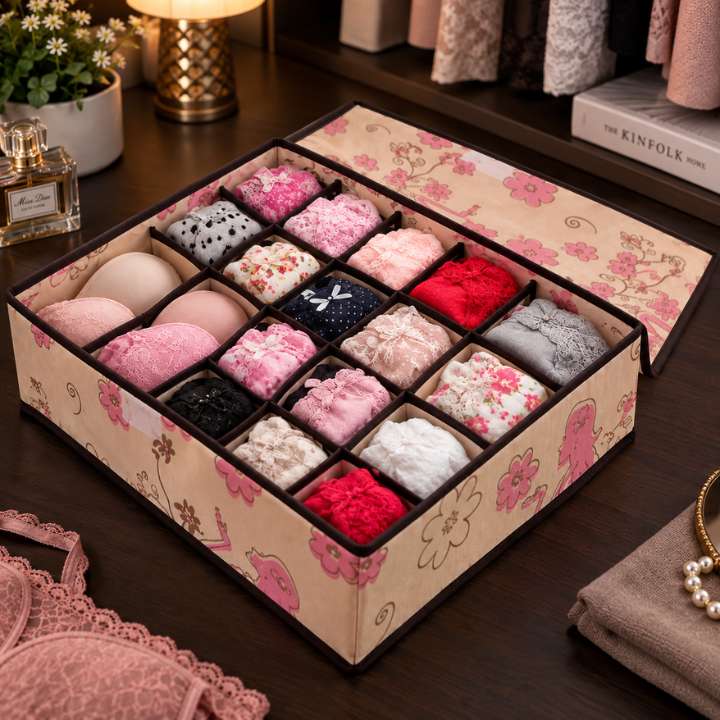 20 Pockets Undergarments Storage Organizer | Bra Panty Socks Storage Bag | Foldable Closet Drawer Organizer | Multi Pocket Lingerie Storage Hanging Organizer