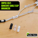 20pcs Self-Adhesive Date Line Cable Clips Organizer Fixer Drop Wire Holder Cord Management Auto Clip Accessories - AABA MALL