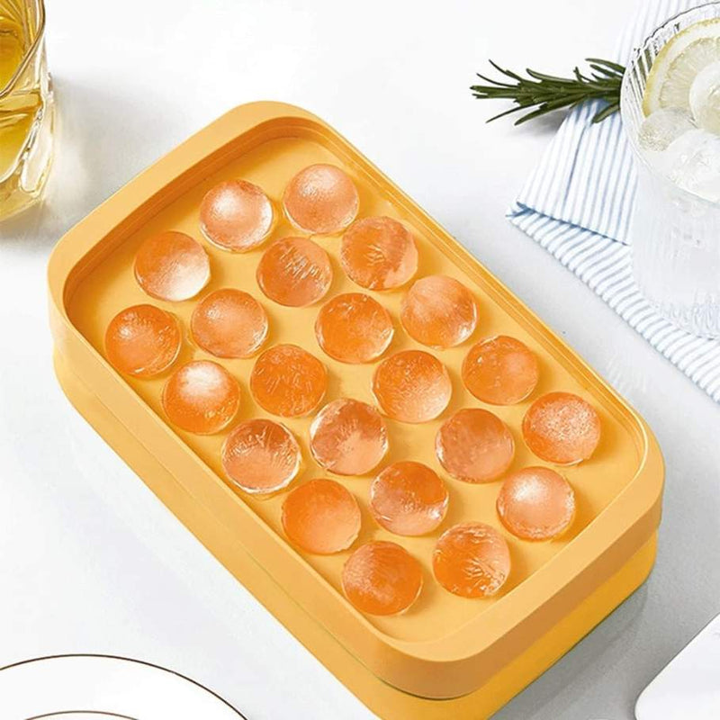 22-Cube Ball Shaped Ice Tray (With Lid) | 22 Grid Ice Hockey Juice Yogurt Ice Cube Box | Large Capacity DIY Round Ice Mold
