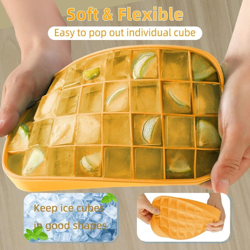 SMALL SIZE HEAVY TRAY 28 ICE CUBE TRAY Easy Push Pop out Square Silicon Ice Cubes Tray 28 Cubes - AABA MALL