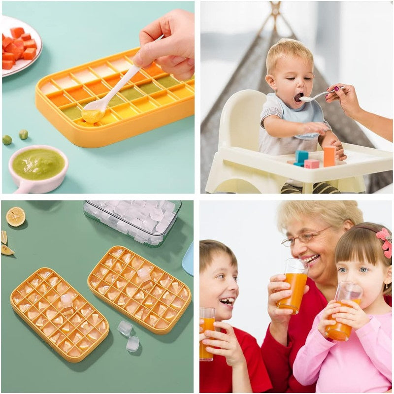 SMALL SIZE HEAVY TRAY 28 ICE CUBE TRAY Easy Push Pop out Square Silicon Ice Cubes Tray 28 Cubes - AABA MALL