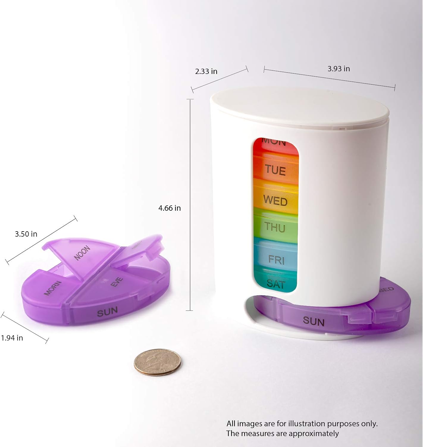 28 Grids 7 Days Oval Large Storage Pill Box – Colorful Portable Medicine Organizer