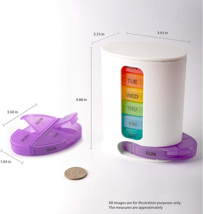 28 Grids 7 Days Oval Large Storage Pill Box – Colorful Portable Medicine Organizer