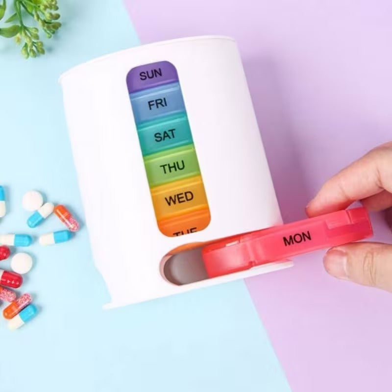 28 Grids 7 Days Oval Large Storage Pill Box – Colorful Portable Medicine Organizer