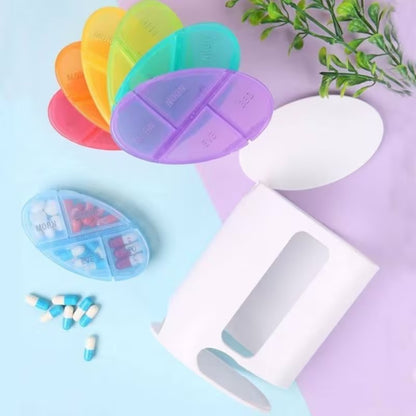 28 Grids 7 Days Oval Large Storage Pill Box – Colorful Portable Medicine Organizer