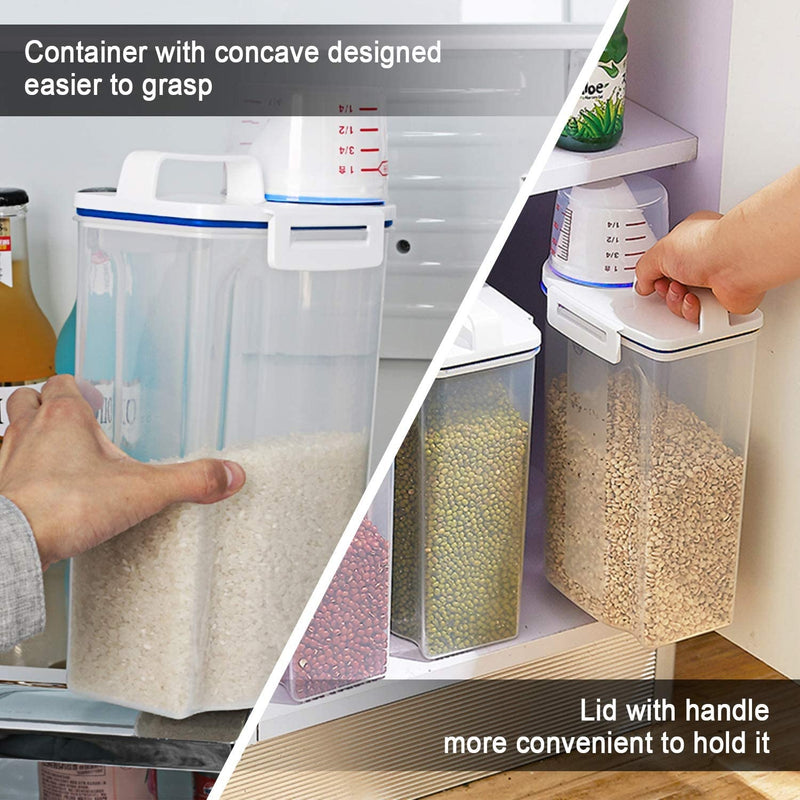 Plastic Airtight Food Storage Container with Measuring Cup 2KG Cereal Grain Rice Storage Box - AABA MALL
