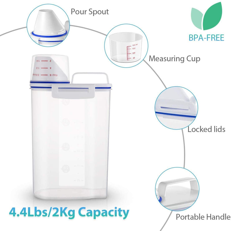 Plastic Airtight Food Storage Container with Measuring Cup 2KG Cereal Grain Rice Storage Box - AABA MALL
