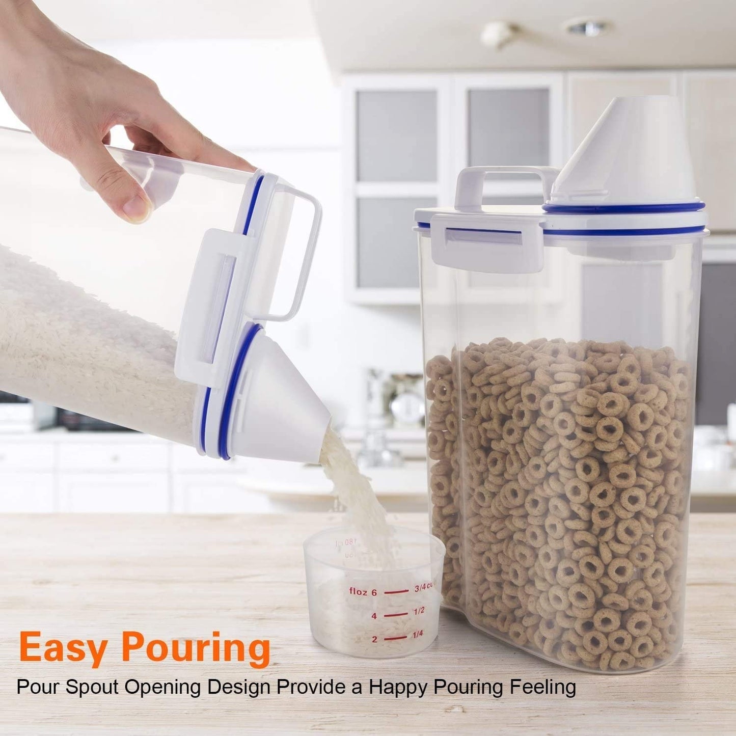 Plastic Airtight Food Storage Container with Measuring Cup 2KG Cereal Grain Rice Storage Box