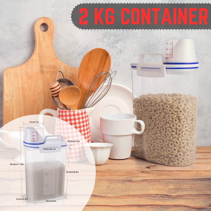 Plastic Airtight Food Storage Container with Measuring Cup 2KG Cereal Grain Rice Storage Box