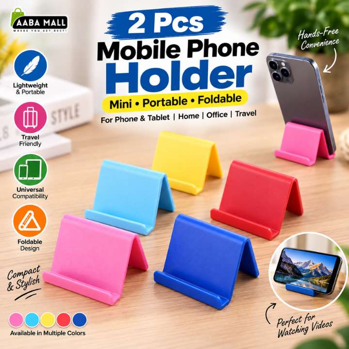2 Pcs Mobile Phone Holder Candy Mini Portable Stand | Foldable Desk Phone Holder | Universal Smartphone Tablet Stand | Compact Adjustable Mobile Holder for Home Office Travel