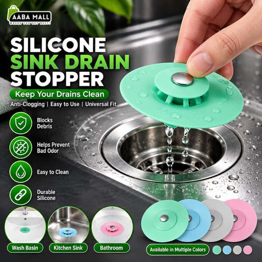 2 Pcs - Bathroom & Kitchen Sink Drainer Stopper Silicone Push Drain Plug | Universal Water Drain Cover | Anti-Clogging Sink Stopper for Wash Basin, Kitchen Sink & Bathroom Drain