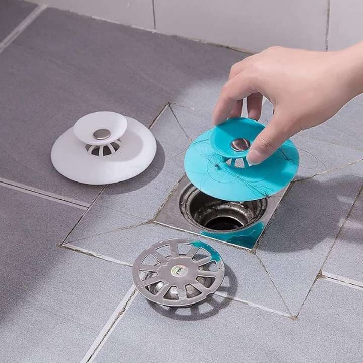 2 Pcs - Bathroom & Kitchen Sink Drainer Stopper Silicone Push Drain Plug | Universal Water Drain Cover | Anti-Clogging Sink Stopper for Wash Basin, Kitchen Sink & Bathroom Drain