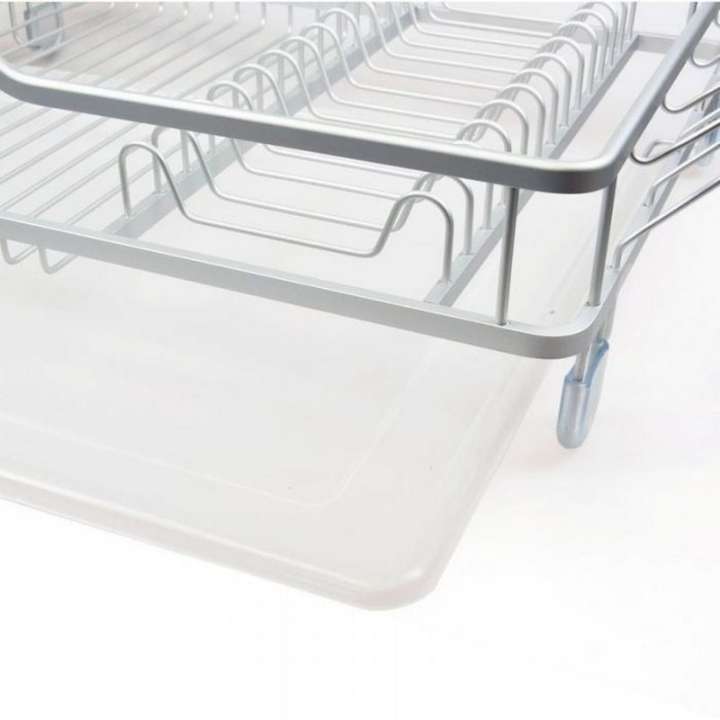 Metal dish rack on a white background