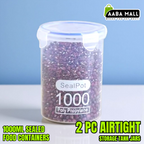2 Pc Airtight Storage Tank Jars ? 1000ML Sealed Food Containers for Grains, Pulses, Rice, Snacks & Kitchen Storage - AABA MALL