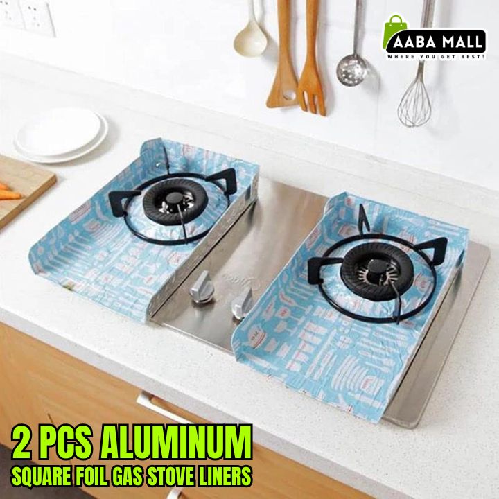 Aluminum square foil gas stove liners set of 2