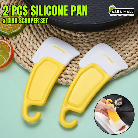 Silicone pan scraper cleaning non-stick frying pan
