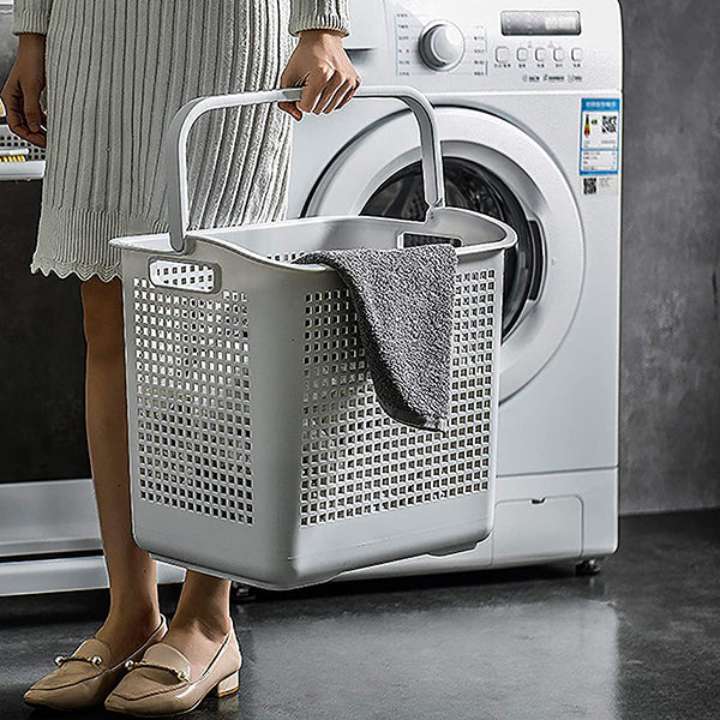 2‑Tier Laundry Basket Organizer Trolley Plastic Cart Shelf Rack for Home, Bathroom & Kitchen Storage