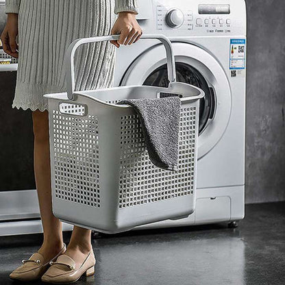 2‑Tier Laundry Basket Organizer Trolley Plastic Cart Shelf Rack for Home, Bathroom & Kitchen Storage