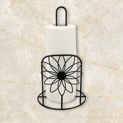 Kitchen Roll Paper Towel Holder Bathroom Tissue Stand Napkins Rack Home Kitchen Storage Accessories Black