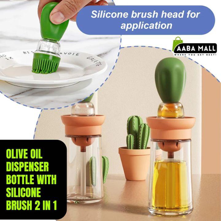 2‑in‑1 Glass Oil Dispenser with Silicone Brush | Oil Container Dispenser & Silicone Dropper | Kitchen Cooking Oil Bottle