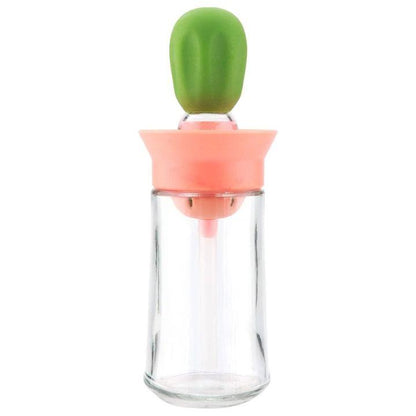 2‑in‑1 Glass Oil Dispenser with Silicone Brush | Oil Container Dispenser & Silicone Dropper | Kitchen Cooking Oil Bottle