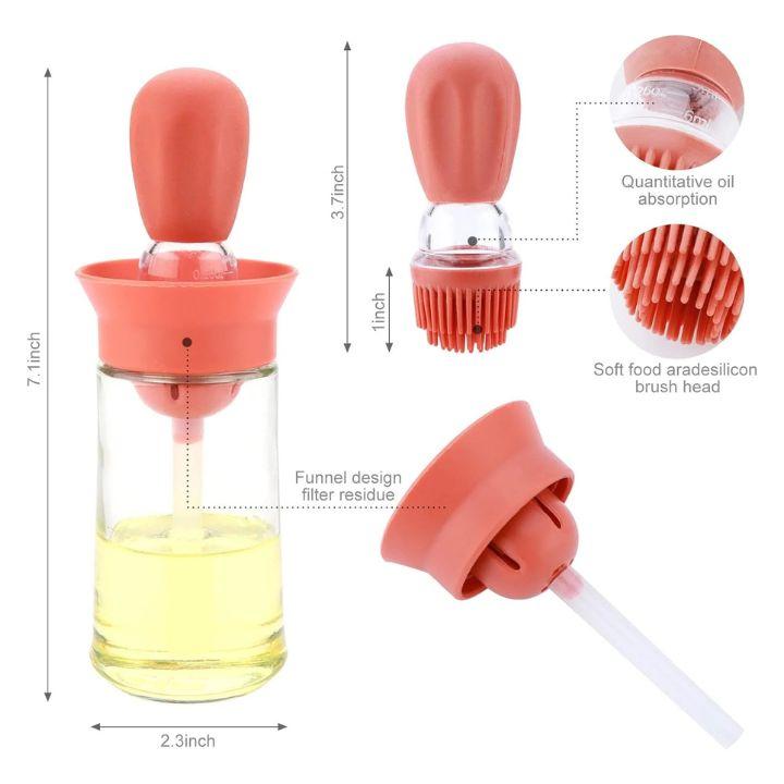 2‑in‑1 Glass Oil Dispenser with Silicone Brush | Oil Container Dispenser & Silicone Dropper | Kitchen Cooking Oil Bottle