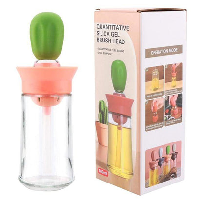 2‑in‑1 Glass Oil Dispenser with Silicone Brush | Oil Container Dispenser & Silicone Dropper | Kitchen Cooking Oil Bottle