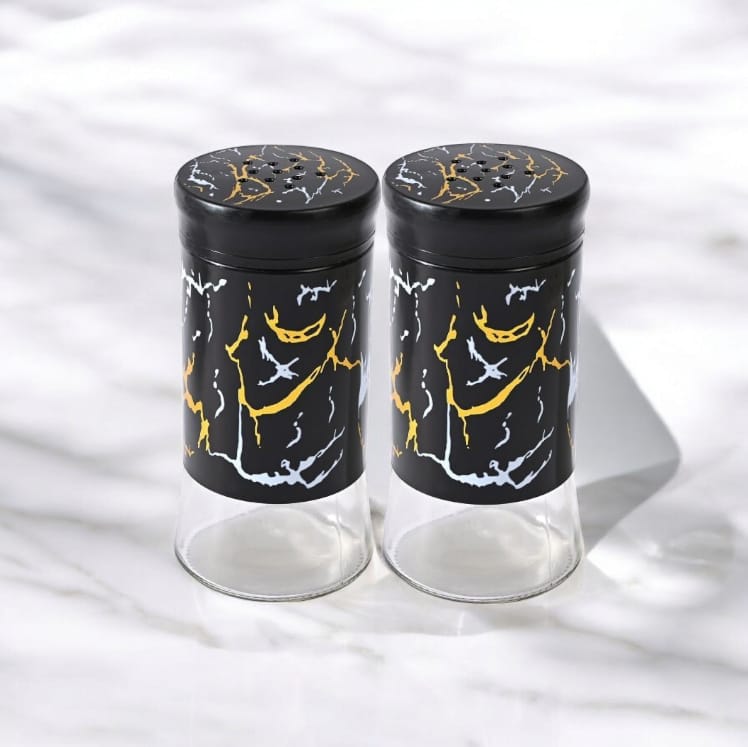2-Piece Marble Glass Seasoning Bottle Set - Salt Shakers  Namak Dani 150ML - AABA MALL