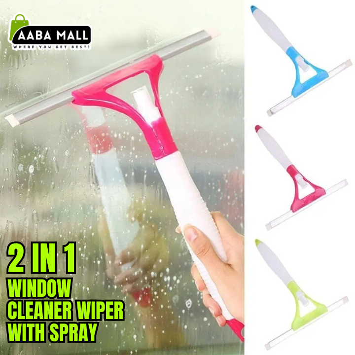 2-in-1 Window Cleaner Wiper with Sprayer | Glass Cleaning Wiper with Water Spray Bottle for Home, Office & Car - AABA MALL