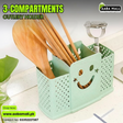 3-Compartment Plastic Cutlery Holder with Drainage ? Utensil Drainer & Storage Organizer for Kitchen Accessories