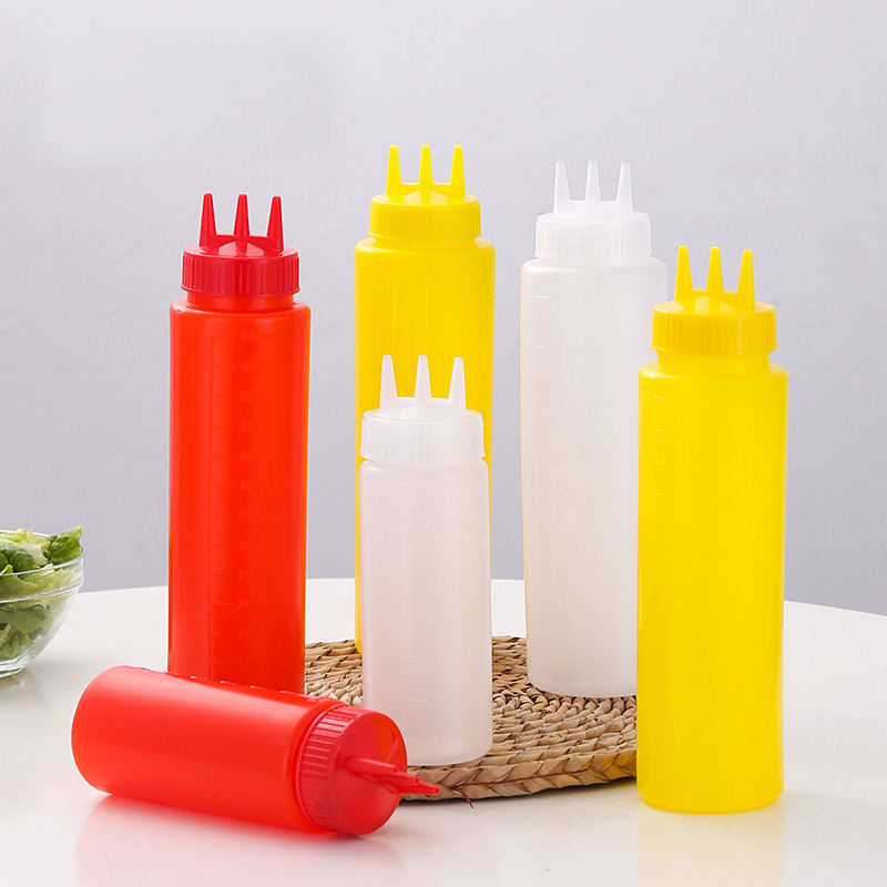 Pack of 2 Portable 3-Nozzle Squeeze Sauce Bottle 400ml – Reusable Condiment Dispenser for Ketchup, Oil & Sauces