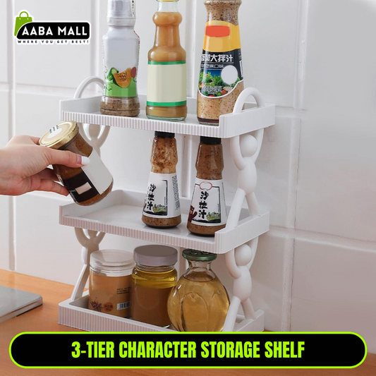 3 Layer Character Wall Shelves | Multi-Purpose Kitchen & Bathroom Cabinet Shelf Organizer | Simple Style Worktop Storage Racks for Home & Office