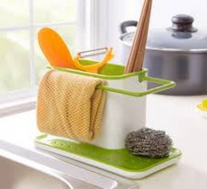 Sink Draining Brush Sponge Cleaning Cloth Towel Rack Stand - AABA MALL