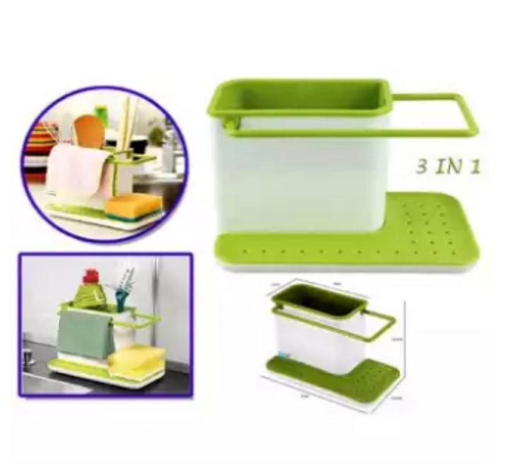 Sink Draining Brush Sponge Cleaning Cloth Towel Rack Stand - AABA MALL
