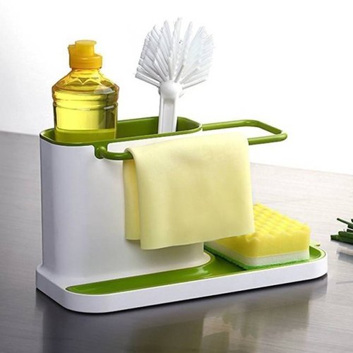 Sink Draining Brush Sponge Cleaning Cloth Towel Rack Stand - AABA MALL