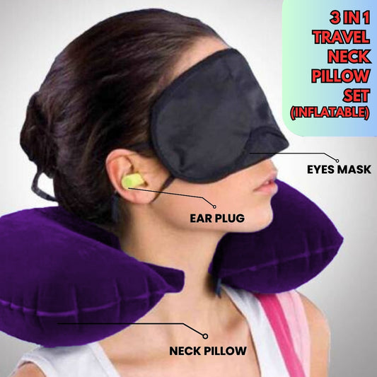 3 in 1 Travel Neck Pillow Set